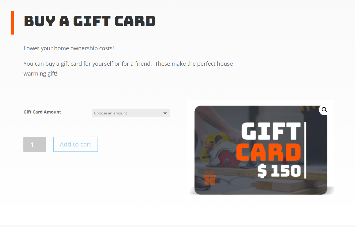 gift card web design Winnipeg